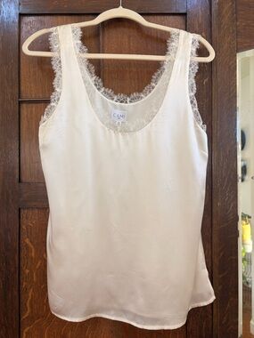 Cami NYC Ivory Lace-Trim Silk Camisole
